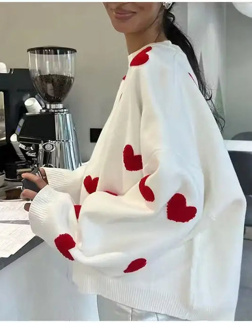 Load image into Gallery viewer, Embroidered Red Heart Sweater
