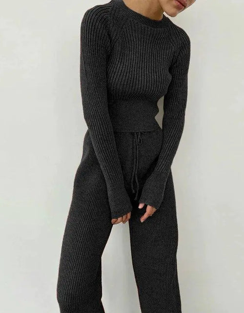 Load image into Gallery viewer, Knitted Wide-leg Pants and Top Set
