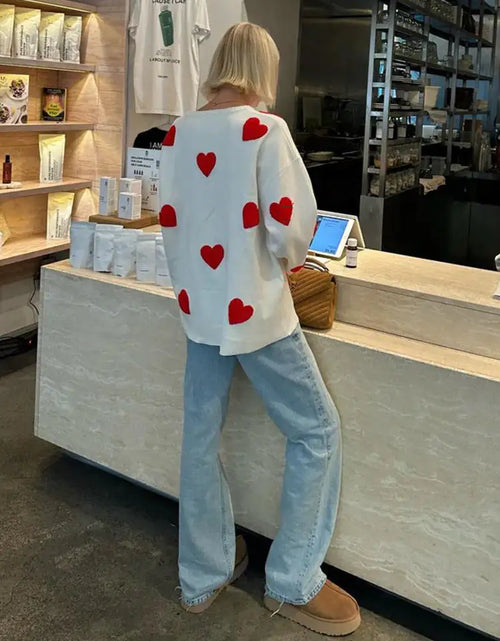 Load image into Gallery viewer, Embroidered Red Heart Sweater
