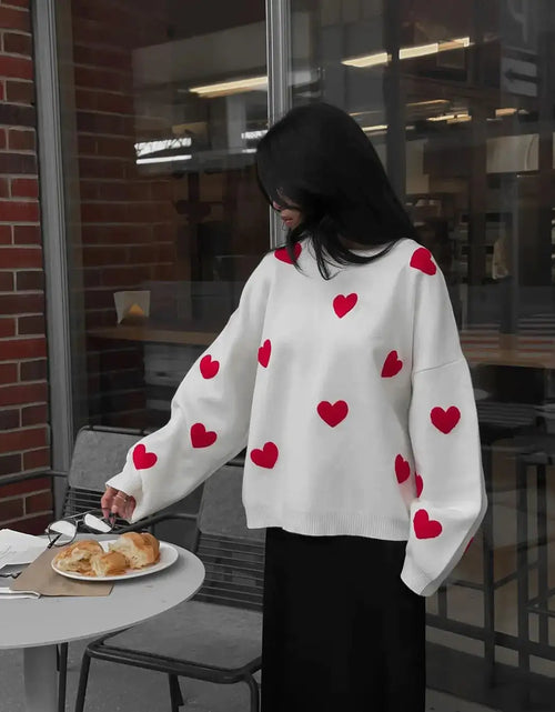 Load image into Gallery viewer, Embroidered Red Heart Sweater
