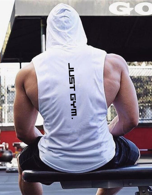 Load image into Gallery viewer, &quot;Just Gym&quot; Hooded Tank Top
