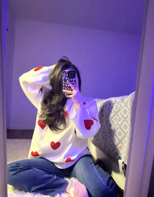 Load image into Gallery viewer, Embroidered Red Heart Sweater
