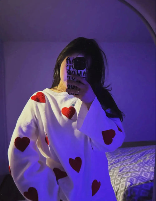 Load image into Gallery viewer, Embroidered Red Heart Sweater
